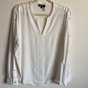 DKNY blouse. NWOT. White. Long sleeves.